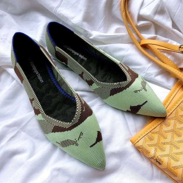 Pointed Toe flats Ladies flat Shoes Comfortable Ballet Knit De Mujer Loafers Autumn Gestante Boat Shoes Soft Bottom Women's Shoe