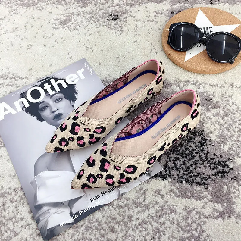 Pointed Toe flats Ladies flat Shoes Comfortable Ballet Knit De Mujer Loafers Autumn Gestante Boat Shoes Soft Bottom Women's Shoe