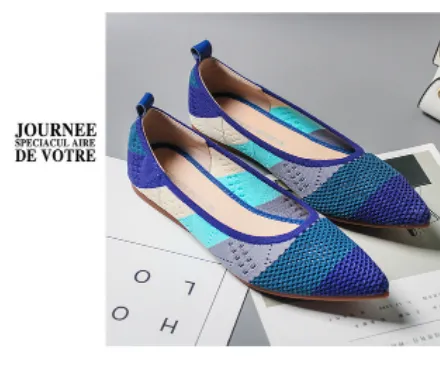 Pointed Toe flats Ladies flat Shoes Comfortable Ballet Knit De Mujer Loafers Autumn Gestante Boat Shoes Soft Bottom Women's Shoe