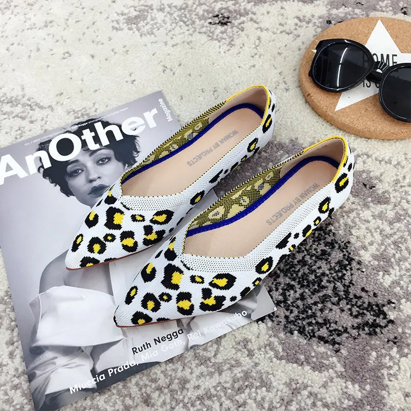 Pointed Toe flats Ladies flat Shoes Comfortable Ballet Knit De Mujer Loafers Autumn Gestante Boat Shoes Soft Bottom Women's Shoe