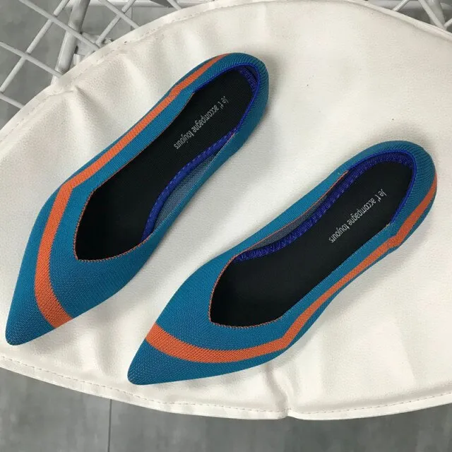 Pointed Toe flats Ladies flat Shoes Comfortable Ballet Knit De Mujer Loafers Autumn Gestante Boat Shoes Soft Bottom Women's Shoe