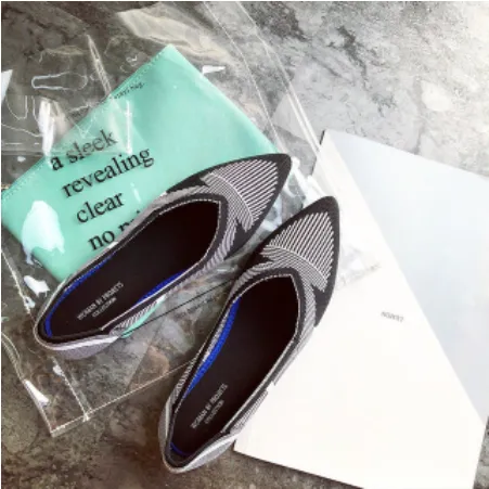 Pointed Toe flats Ladies flat Shoes Comfortable Ballet Knit De Mujer Loafers Autumn Gestante Boat Shoes Soft Bottom Women's Shoe