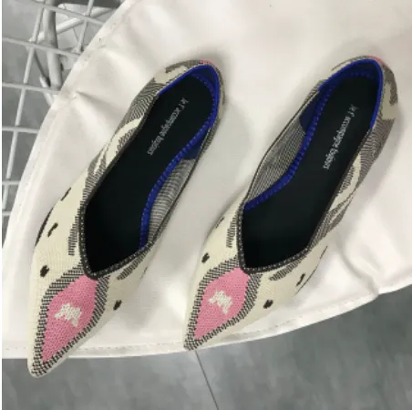Pointed Toe flats Ladies flat Shoes Comfortable Ballet Knit De Mujer Loafers Autumn Gestante Boat Shoes Soft Bottom Women's Shoe