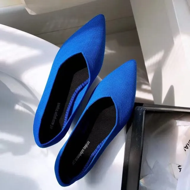 Pointed Toe flats Ladies flat Shoes Comfortable Ballet Knit De Mujer Loafers Autumn Gestante Boat Shoes Soft Bottom Women's Shoe