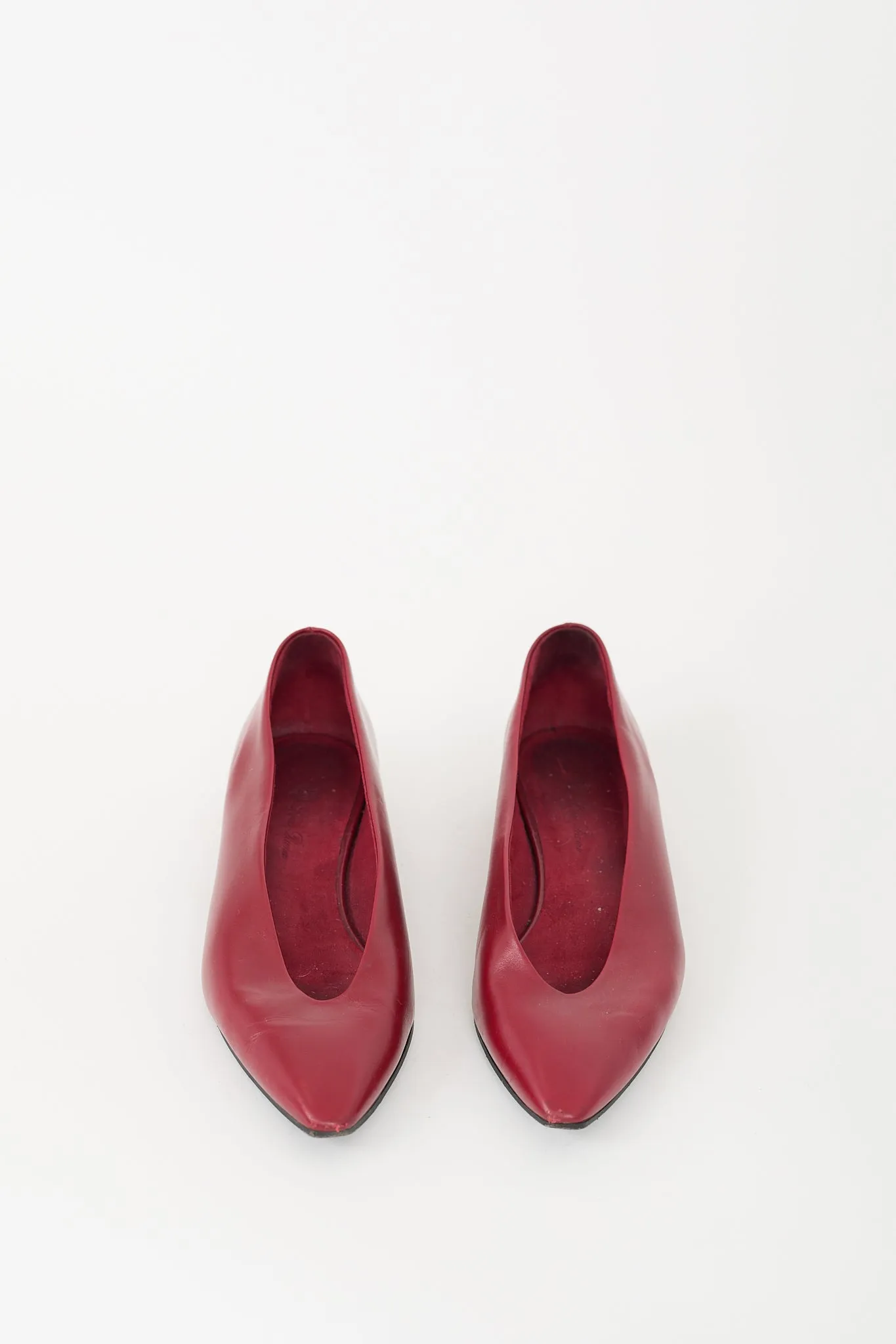 Red Leather Rebecca Ballerina Flat