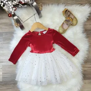 Red Velvet and White Tulle Holiday Dress