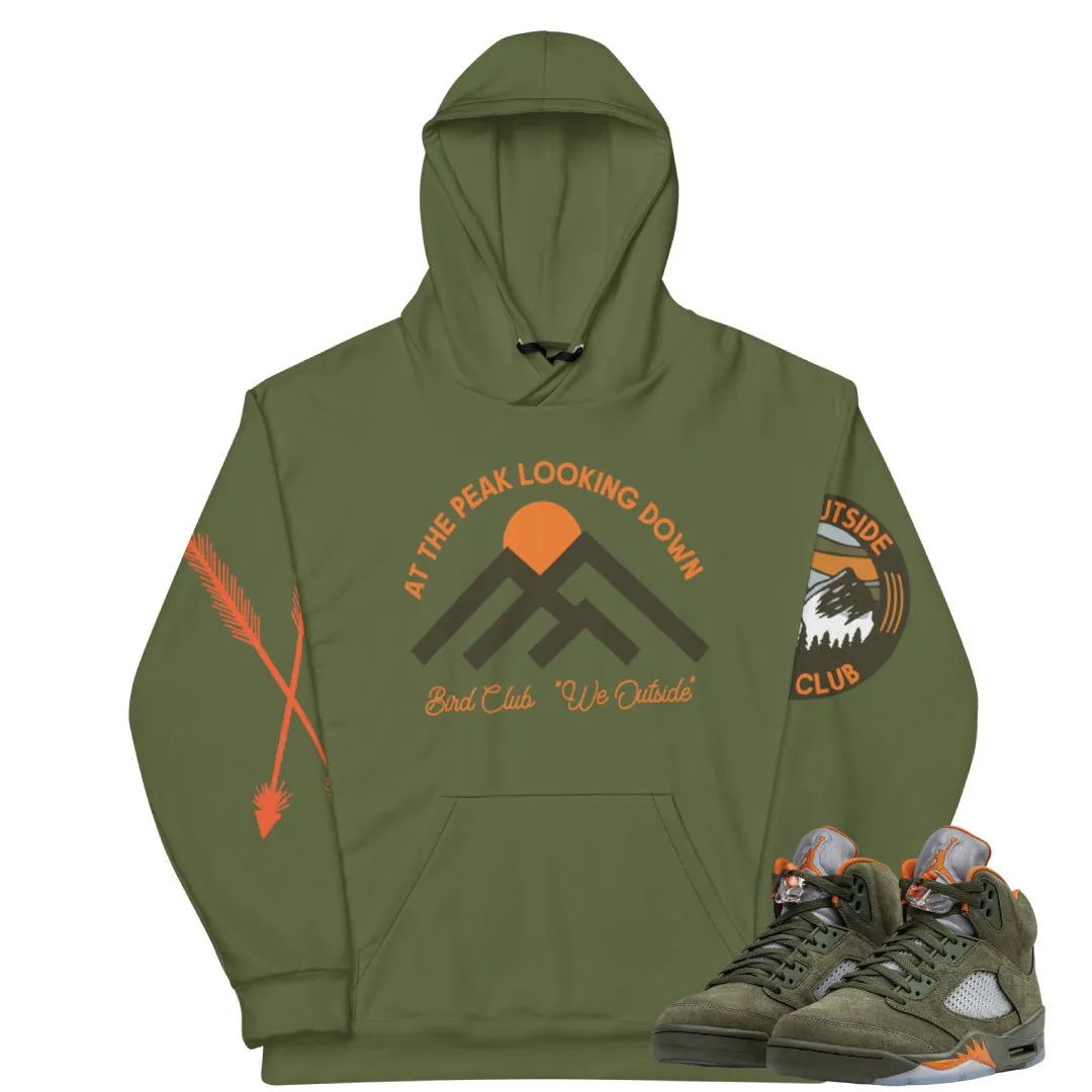 Retro 5 Olive/ Solar Orange "We Outside" Hoodie