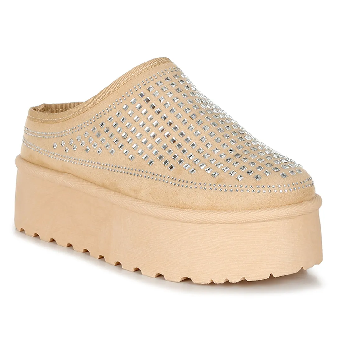 Rhinestones Embellished Platform Classic Slip-On