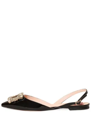 Roger Vivier   5mm Virgule patent leather slingbacks 