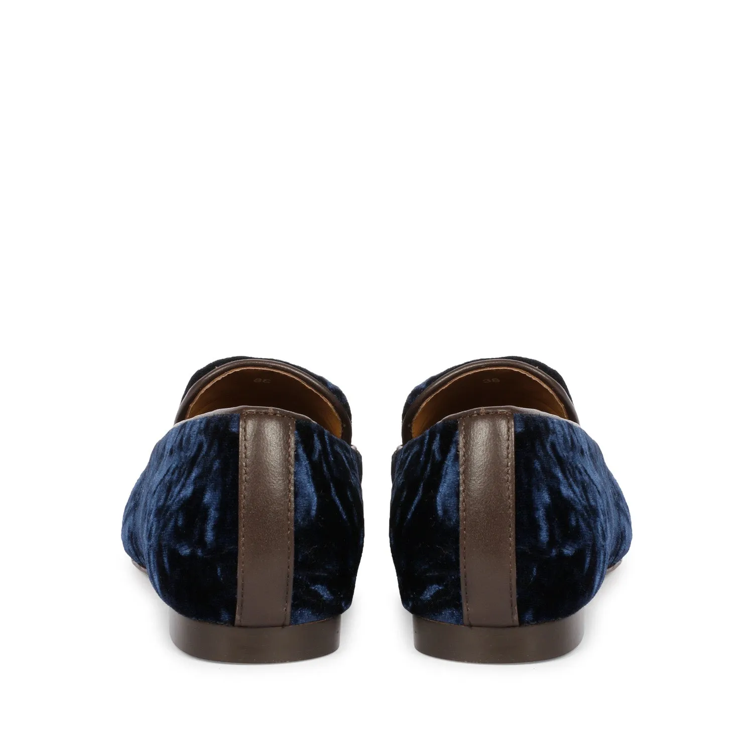 Saint Simona Blue Velvet Tassel Moccasins
