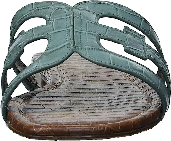 Sam Edelman Bay Blue Sage Slide Mule Open-Toe Slip-On Leather Flats Sandals