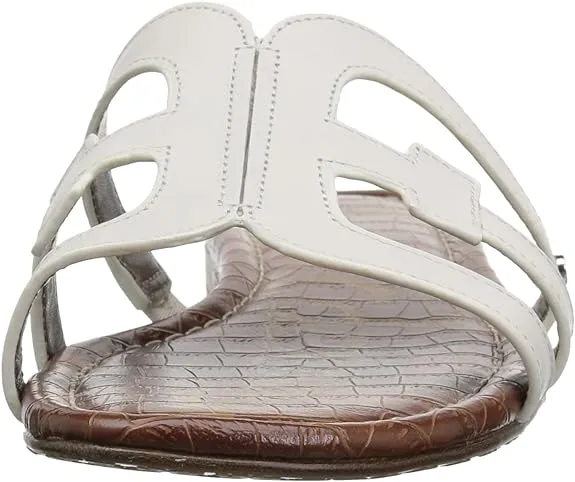 Sam Edelman Bay Bright White Slide Mule Open-Toe Slip-On Leather Flats Sandals