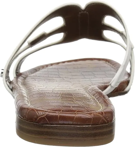Sam Edelman Bay Bright White Slide Mule Open-Toe Slip-On Leather Flats Sandals