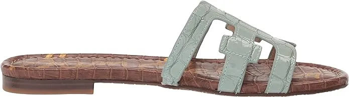 Sam Edelman Bay Seafoam Blue Slide Mule Open-Toe Slip-On Leather Flats Sandals