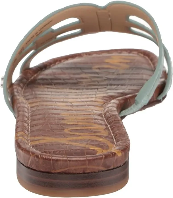 Sam Edelman Bay Seafoam Blue Slide Mule Open-Toe Slip-On Leather Flats Sandals