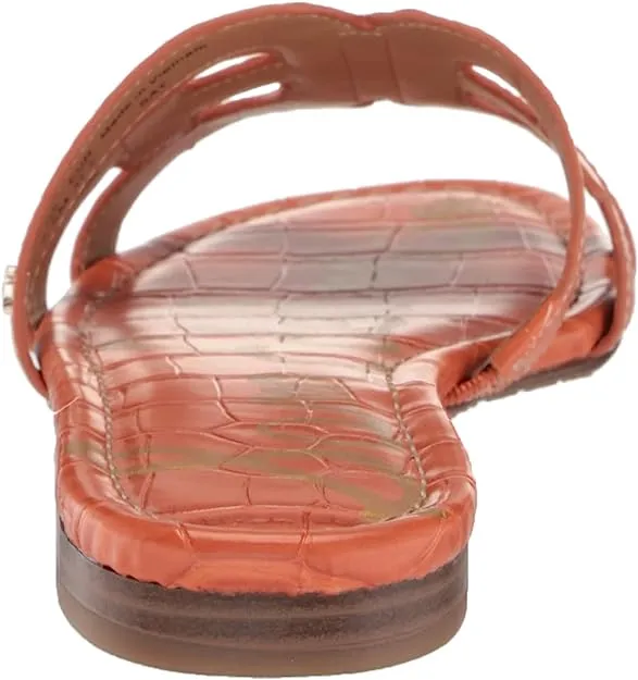 Sam Edelman Bay Sunset Orange Slide Mule Open-Toe Slip-On Leather Flats Sandals