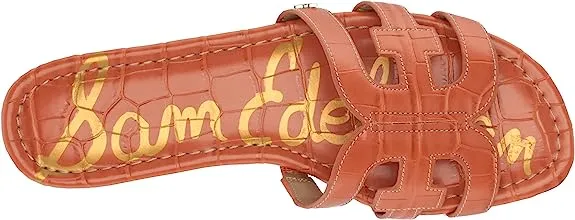 Sam Edelman Bay Sunset Orange Slide Mule Open-Toe Slip-On Leather Flats Sandals