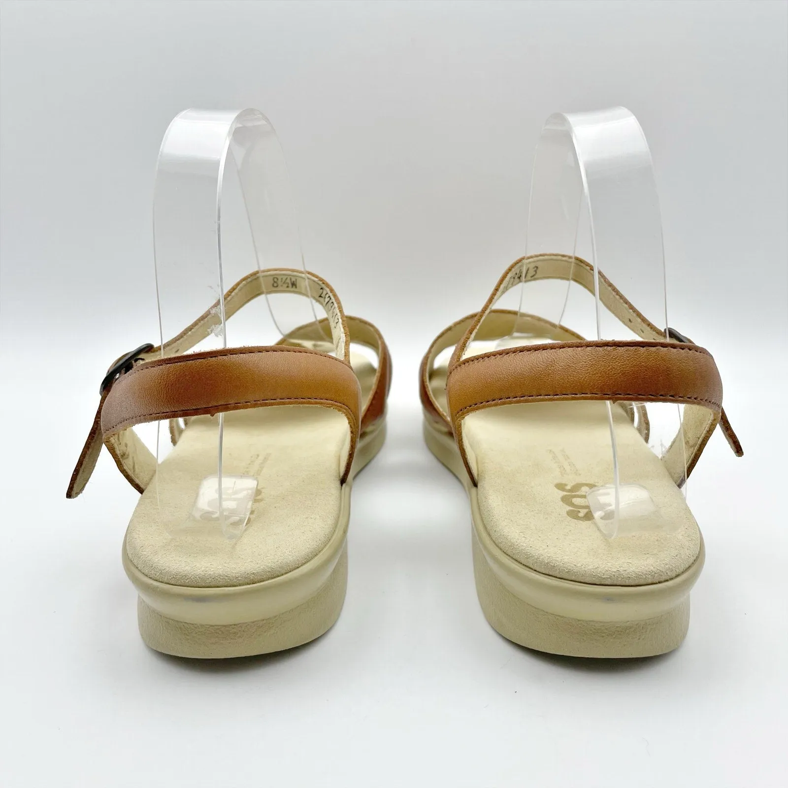 SAS Huarache Adjustable Strap Sandal US 6.5 WW EU 37-38 Tan Leather Flats