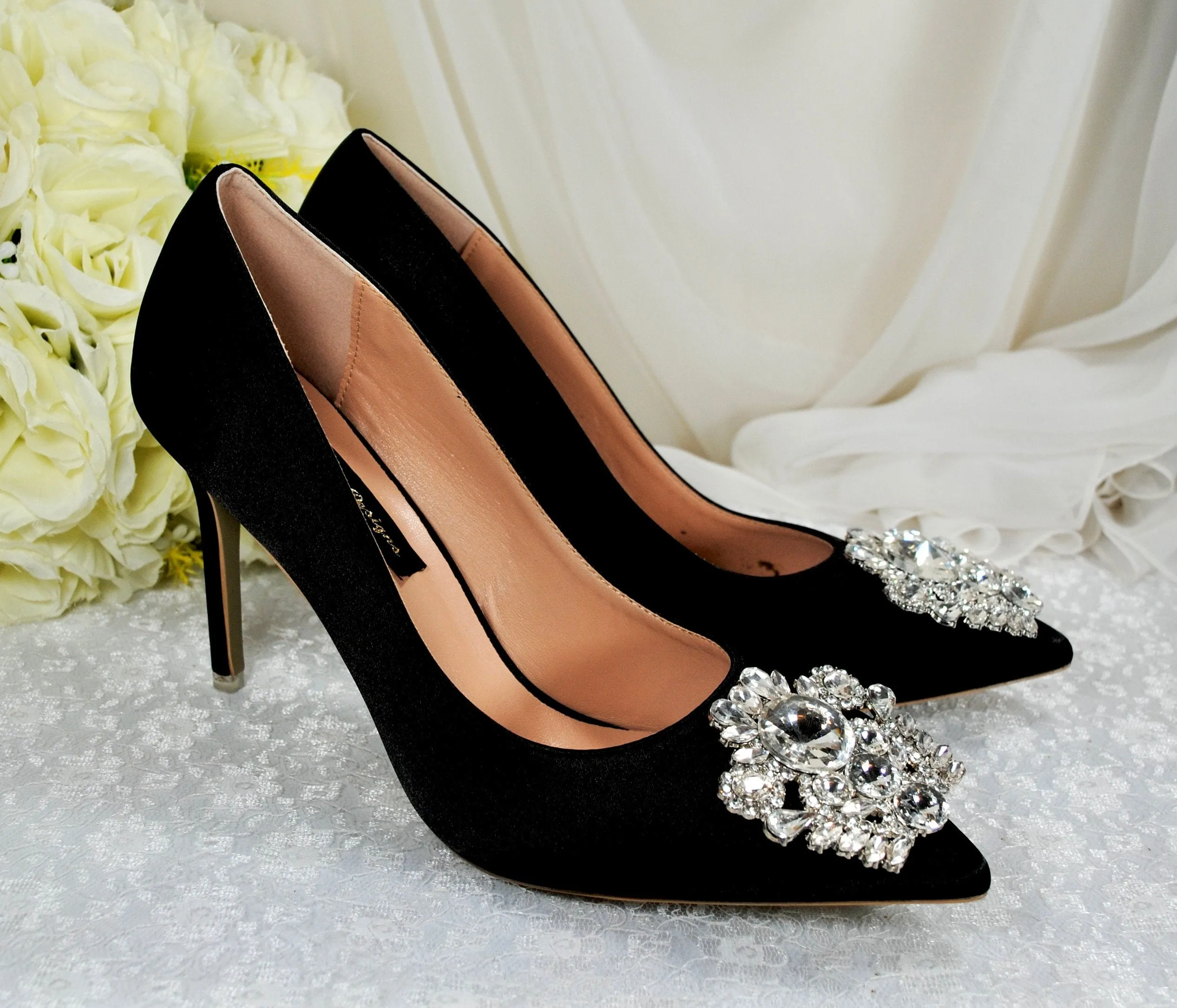 Satin Heels with Crystal Brooch | Other Colours