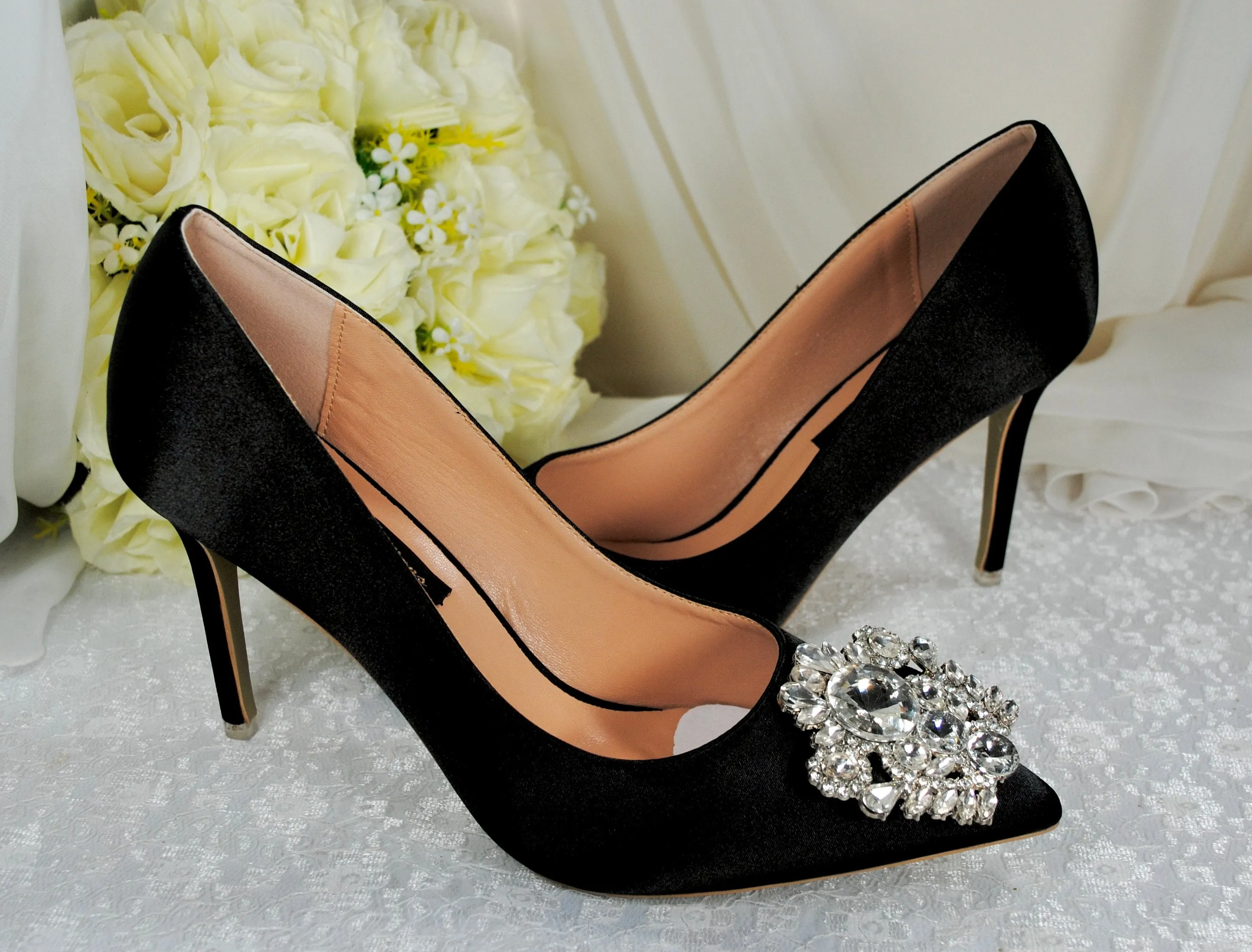 Satin Heels with Crystal Brooch | Other Colours