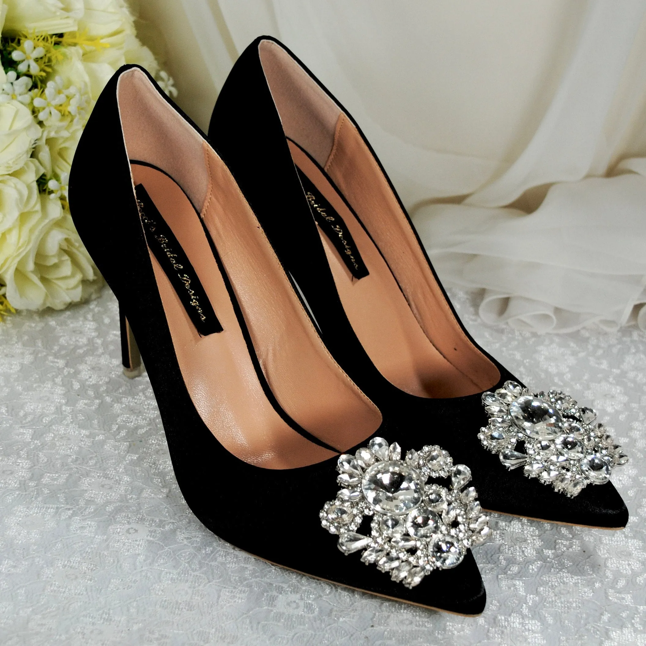 Satin Heels with Crystal Brooch | Other Colours