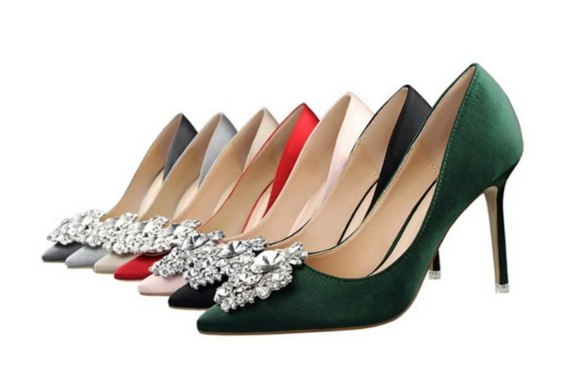 Satin Heels with Crystal Brooch | Other Colours