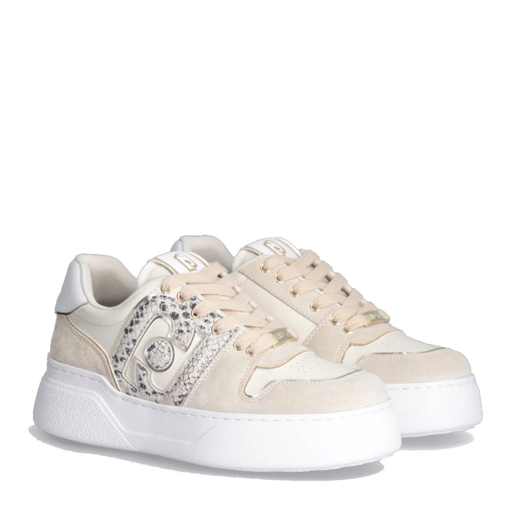 Scarpe Donna LIU JO Sneakers Tami 04 in Pelle e Suede con Maxi Logo Bold color Sabbia
