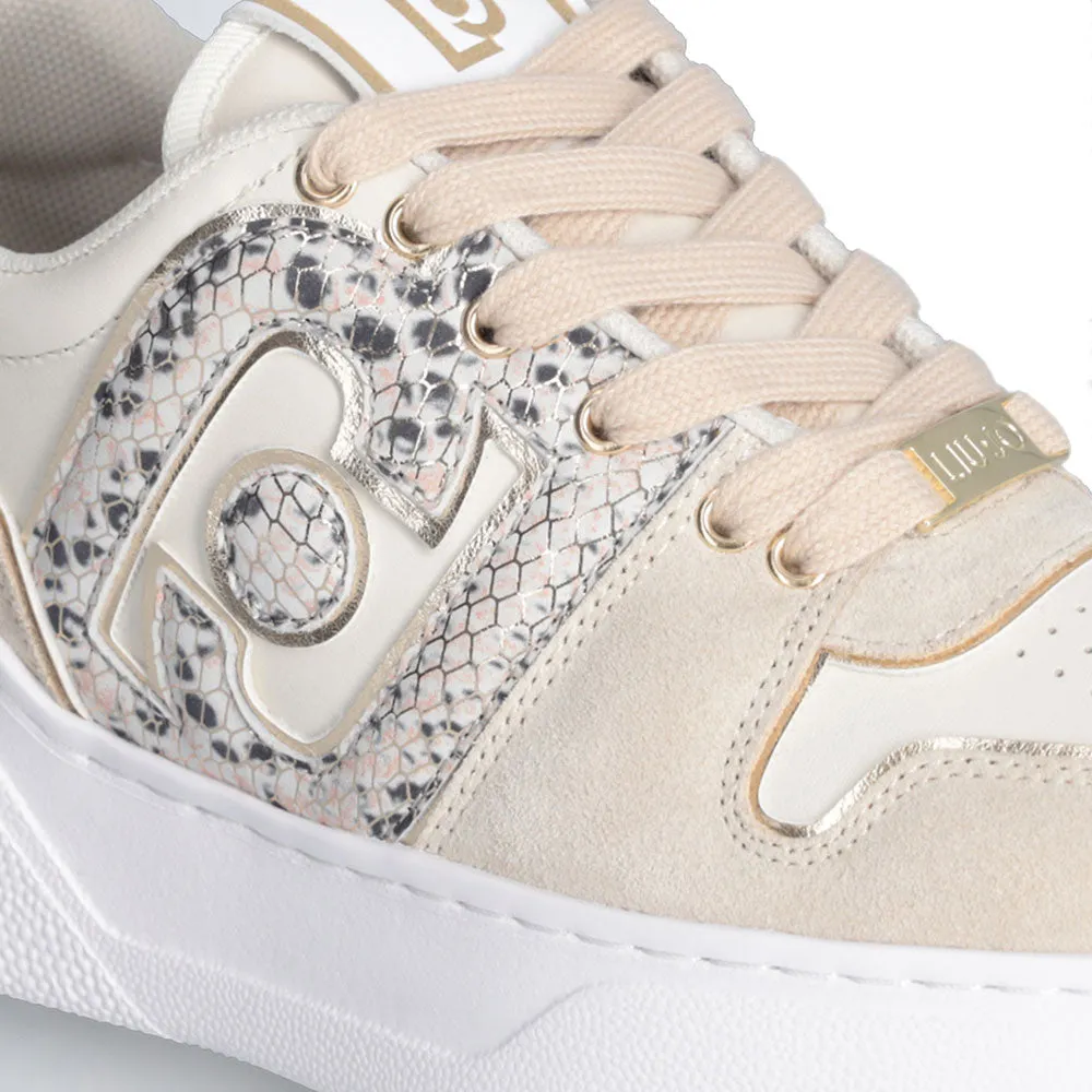 Scarpe Donna LIU JO Sneakers Tami 04 in Pelle e Suede con Maxi Logo Bold color Sabbia