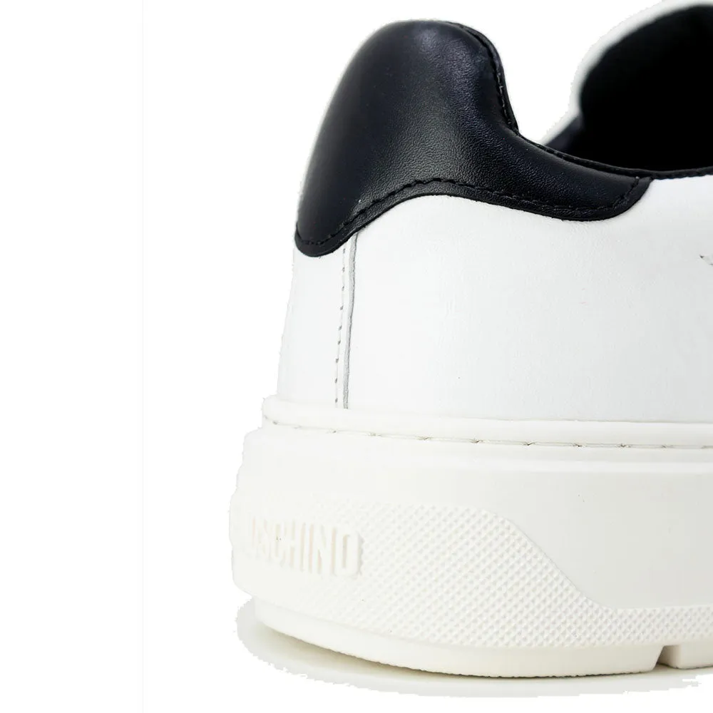 Scarpe Donna LOVE MOSCHINO Sneakers linea Bold in Pelle Bianca con Dettaglio Nero Lucido