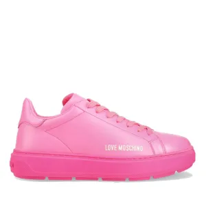 Scarpe Donna LOVE MOSCHINO Sneakers linea Bold Love in Pelle Fuxia Fluo