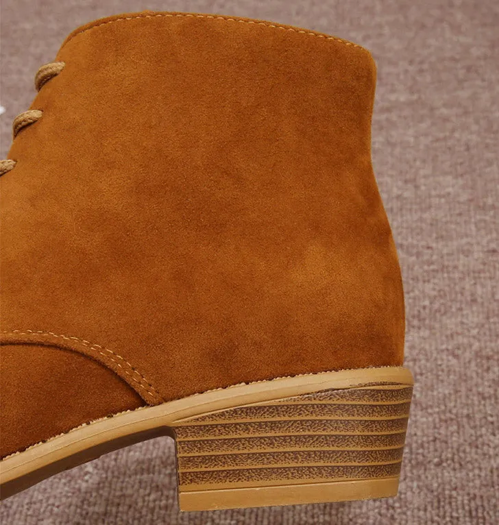 SH267 - Suede Pointed Toe Lace-Up Boots