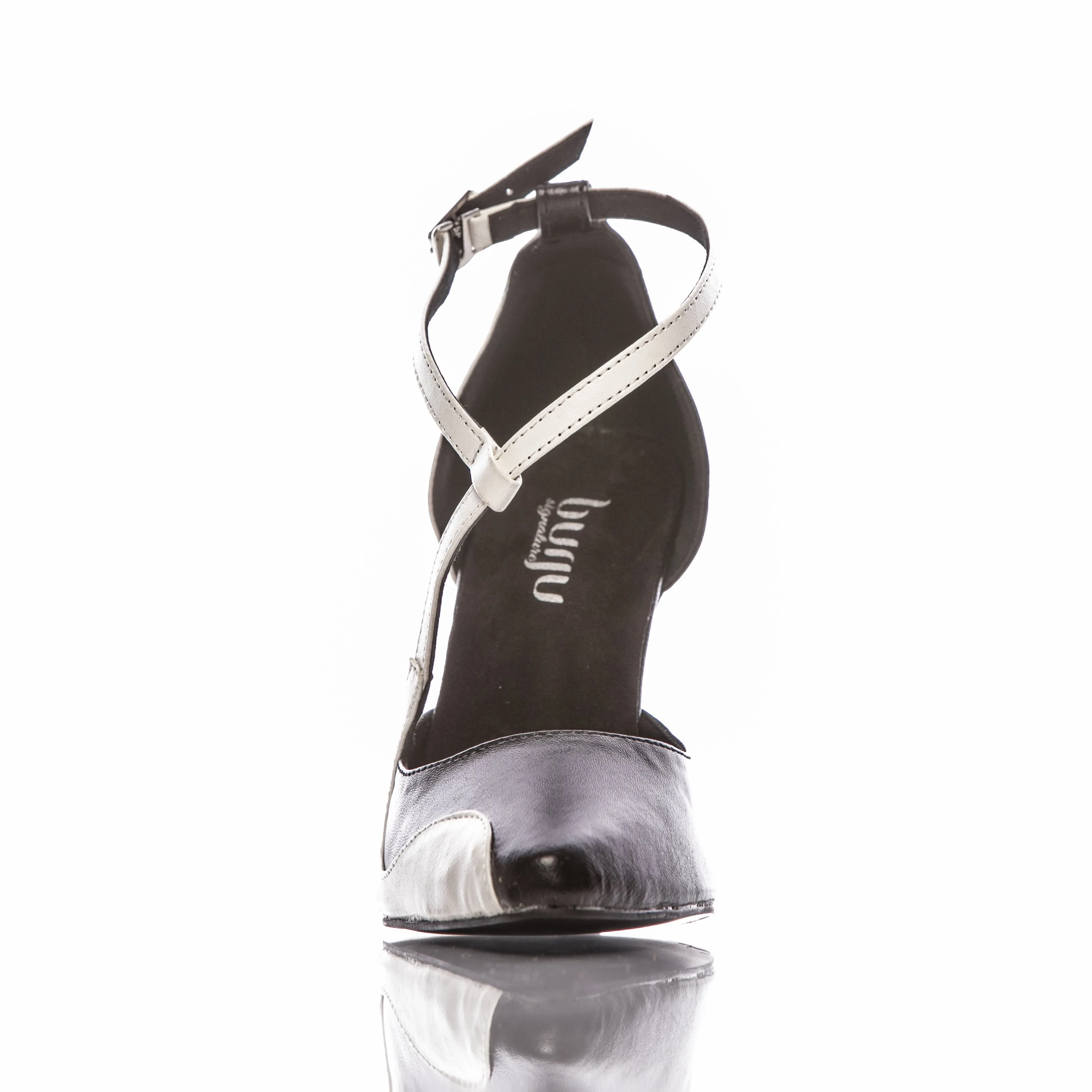 Silana - Black and White Vegan Leather - Rubber Sole