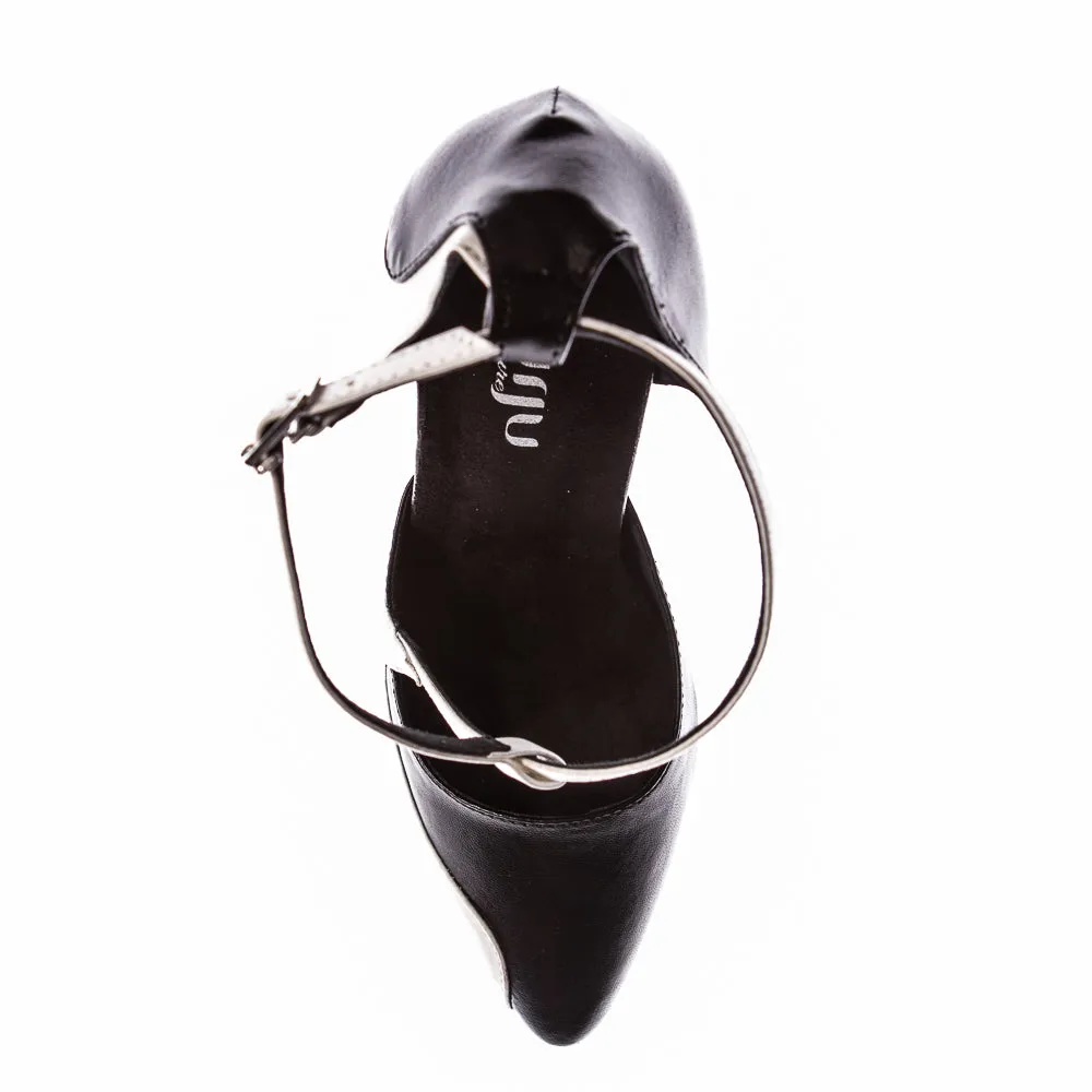 Silana - Black and White Vegan Leather - Rubber Sole