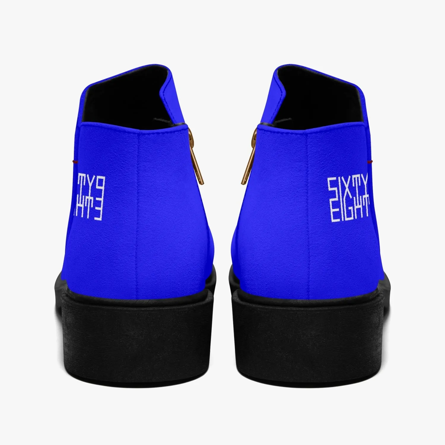 Sixty Eight 93 Logo White Blue Suede Zipper Boots