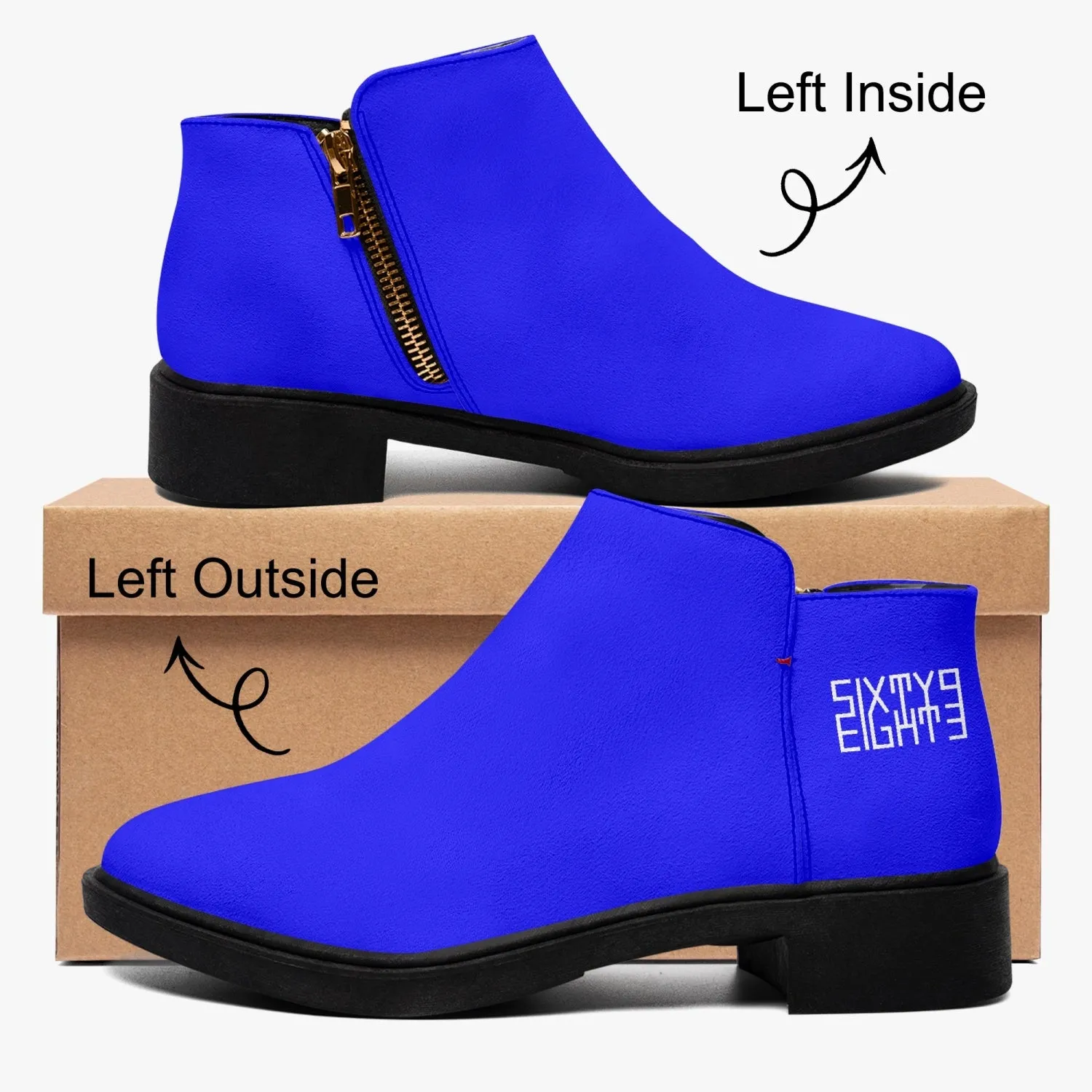 Sixty Eight 93 Logo White Blue Suede Zipper Boots