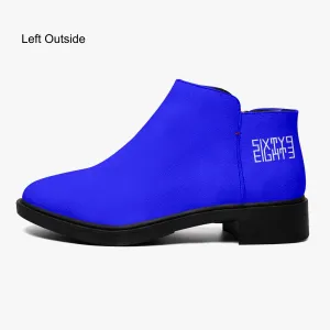 Sixty Eight 93 Logo White Blue Suede Zipper Boots