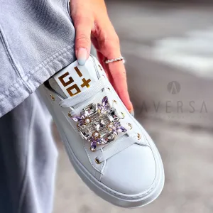 Sneaker Rocio bianco con gioiello strass