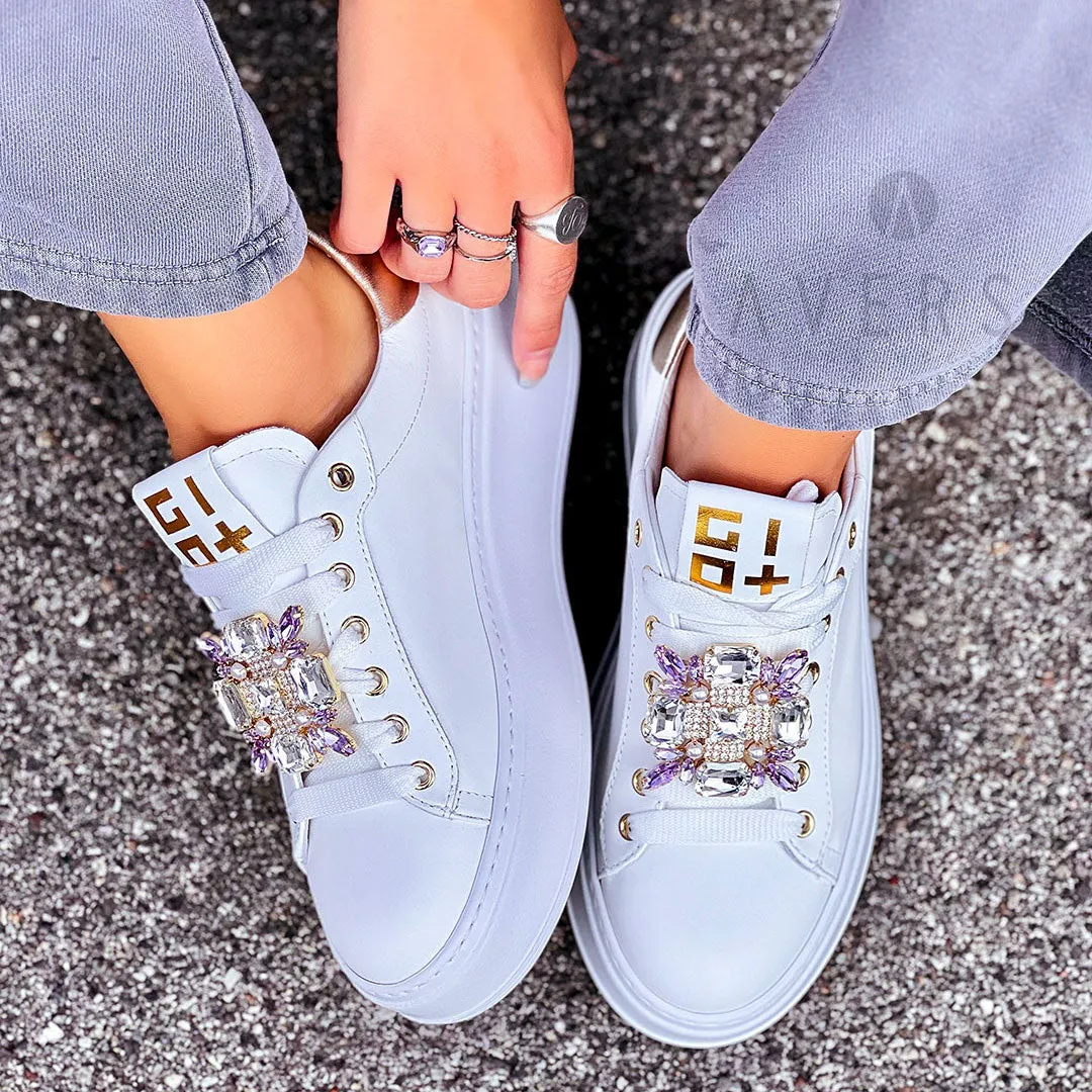 Sneaker Rocio bianco con gioiello strass