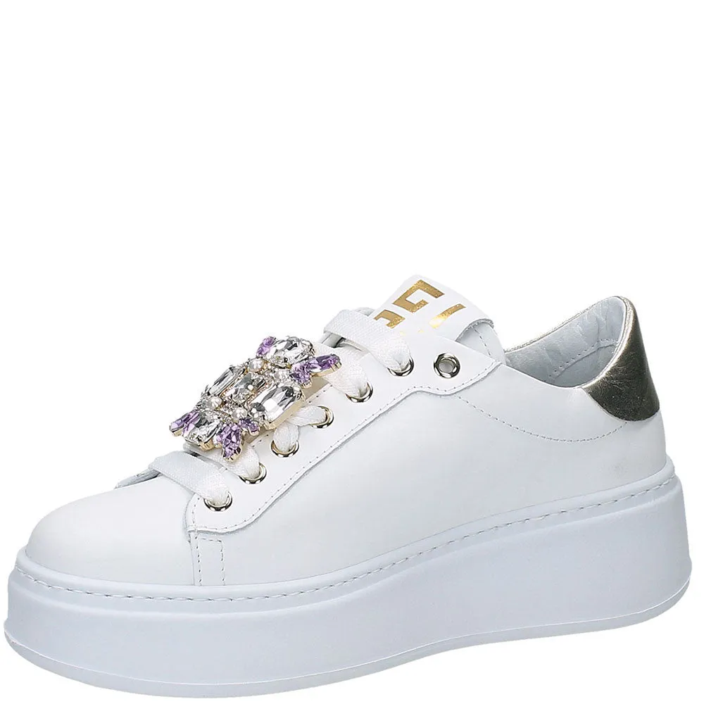 Sneaker Rocio bianco con gioiello strass
