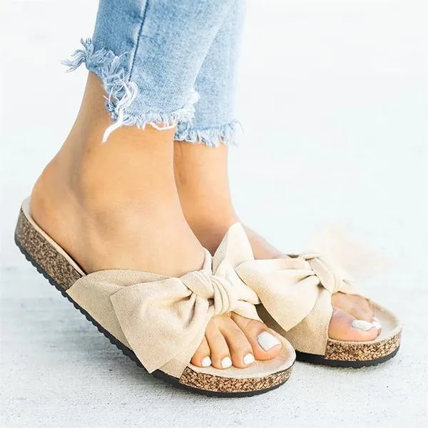 Sohiwoo  Women's Cute Bowknot Platform Flat Slippers