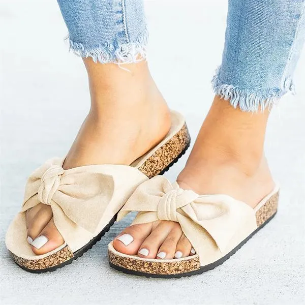 Sohiwoo  Women's Cute Bowknot Platform Flat Slippers