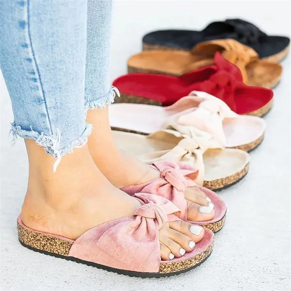 Sohiwoo  Women's Cute Bowknot Platform Flat Slippers