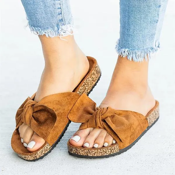 Sohiwoo  Women's Cute Bowknot Platform Flat Slippers