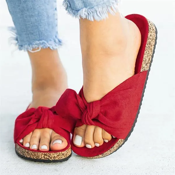 Sohiwoo  Women's Cute Bowknot Platform Flat Slippers