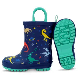 Space Dinos Natural Rubber Toddler/Kids Rain Boots