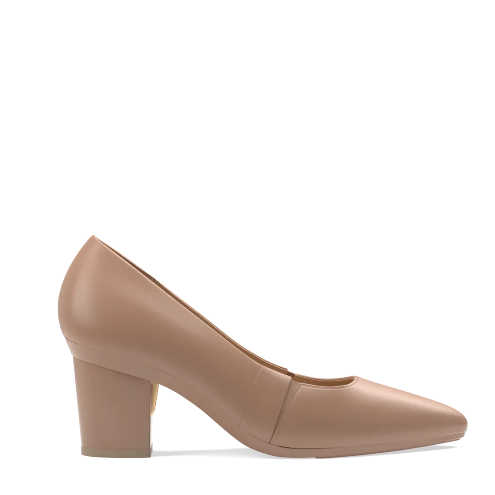 The Panel Pump - Latte Leather   Block Heel Kit 3 Latte - FINAL SALE