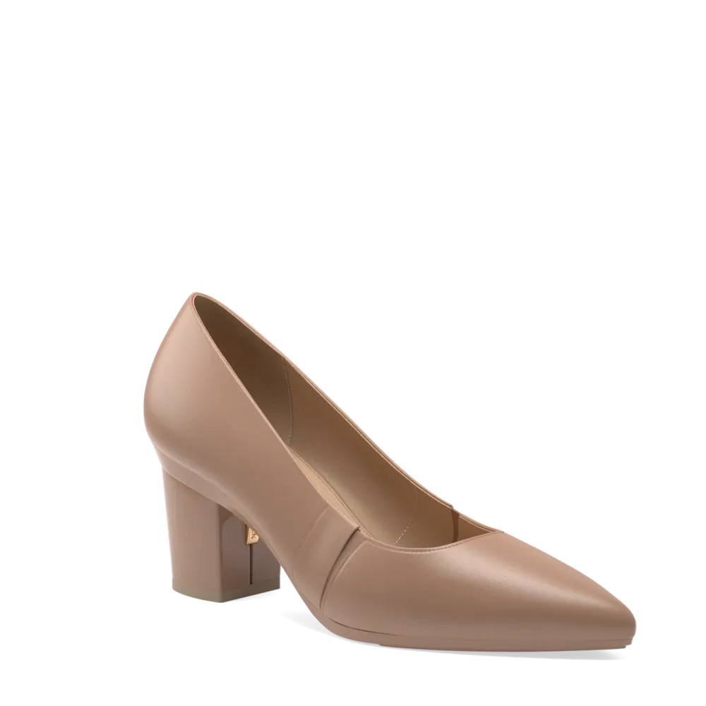 The Panel Pump - Latte Leather   Block Heel Kit 3 Latte - FINAL SALE