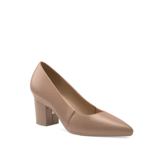 The Panel Pump - Latte Leather   Block Heel Kit 3 Latte - FINAL SALE
