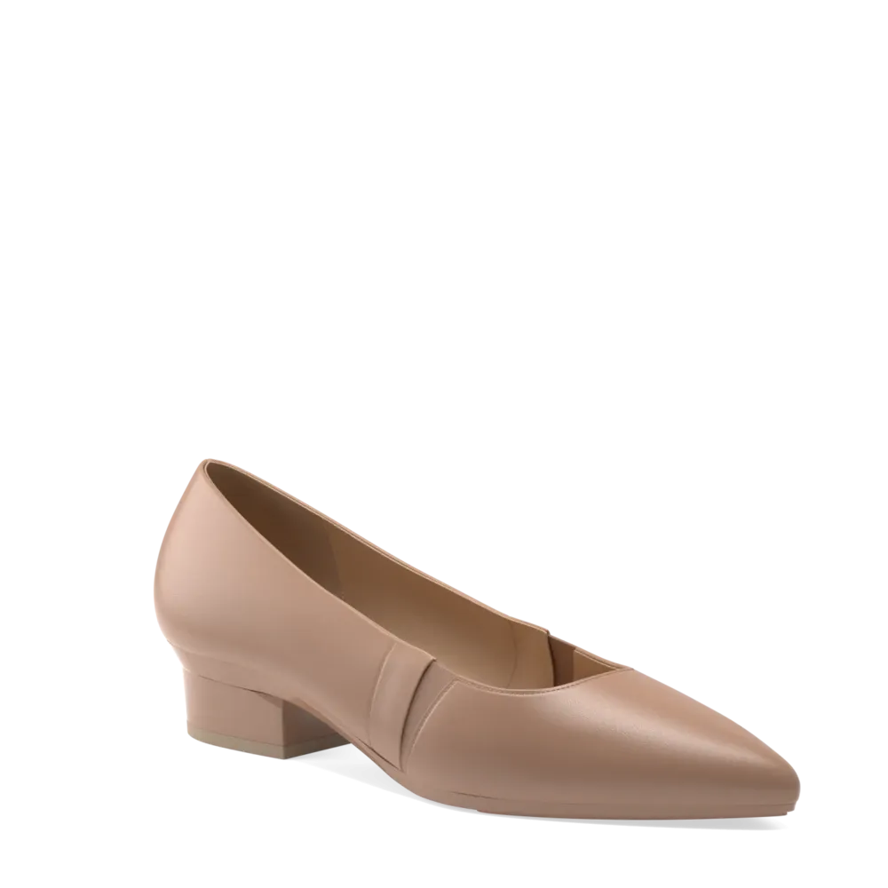 The Panel Pump - Latte Leather   Block Heel Kit 3 Latte - FINAL SALE
