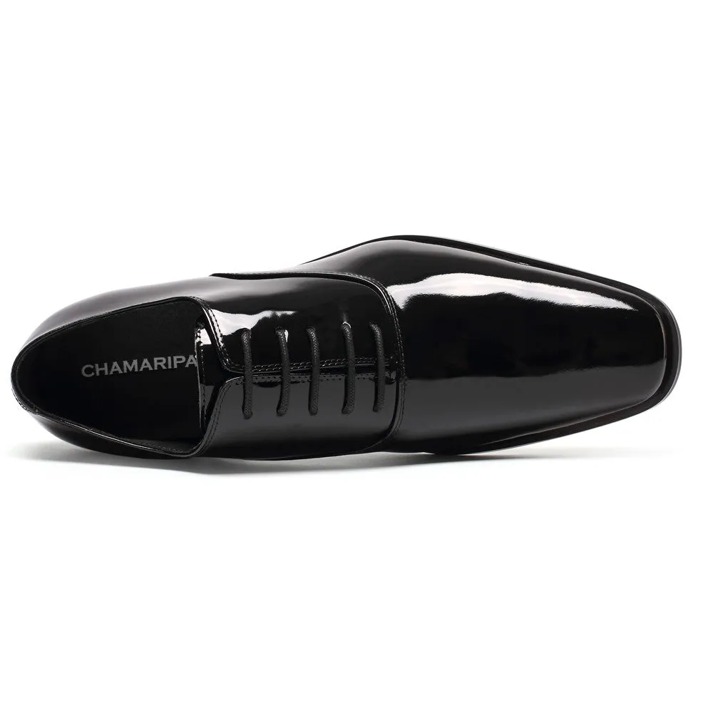 This item only ships to the United States - 7 CM / 2.76 Inches CMR CHAMARIPA  Glossy Elevator Tuxedo Shoes Patent Leather High Increase Shoes